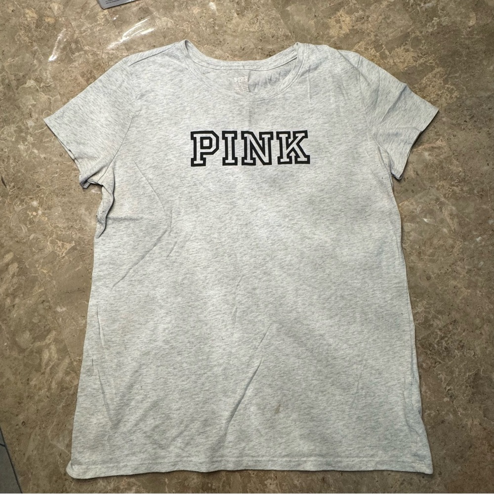 Gray PINK Logo T-Shirt
